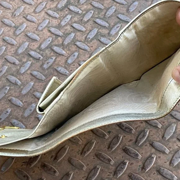 Prada Wallet Tri Fold Gold Tone Leather Card Holder Purse Made in Italy authenti - Picture 11 of 14